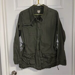 A new day Cotton light jacket unlined zip up collared waist cinches pockets